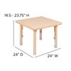 Flash Furniture Square 24 W X 24 L X 23.75 H, Plastic, Steel, Brown YU-YCX-002-2-SQR-TBL-NAT-GG